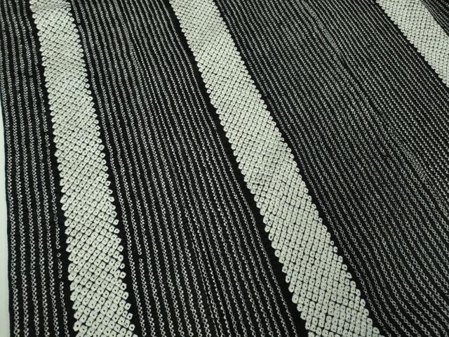 平和屋本店●極上 本疋田絞り 小紋 間道 黒地 鈴乃屋扱い 逸品 DZAB7226kh6
