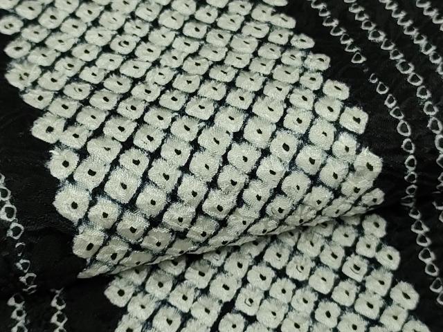 平和屋本店●極上 本疋田絞り 小紋 間道 黒地 鈴乃屋扱い 逸品 DZAB7226kh6