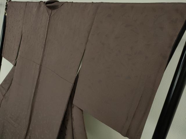 平和屋本店●極上 創業200年・7代目永治屋清左衛門 お召 笹の葉地紋 色無地 紅消鼠色 ロング丈 逸品 DZAB7229kh6