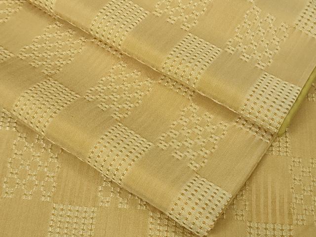 平和屋本店●希少 人間国宝 宮平初子 琉球古代織 首里花織 両面浮花織 飴色地 参考資料付き 逸品 DZAB7233kh6