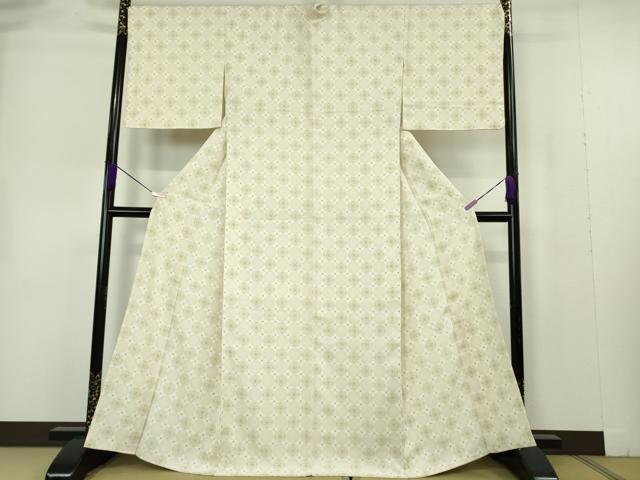 平和屋本店●極上 小紋 花菱 練色地 逸品 DZAB7235kh6