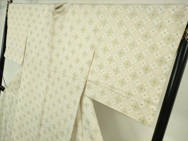 平和屋本店●極上 小紋 花菱 練色地 逸品 DZAB7235kh6