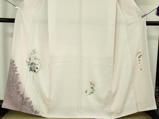 平和屋本店●極上 竹珠庵 訪問着 螺鈿 枝花 薄桜色地 暈し染め 金銀彩 反端付き 逸品 未使用 DZAB7248kh6