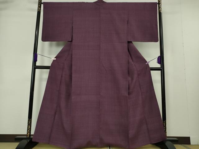 平和屋本店●極上 浦野理一 経節紬 色無地 桑の実色 逸品 DZAB7249kh6