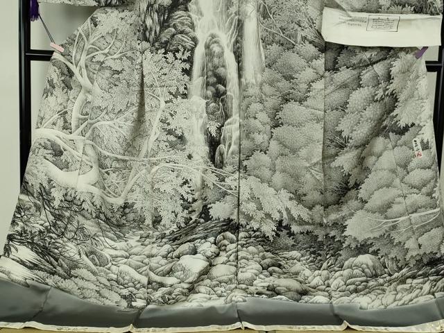 平和屋本店●極上 琉染の創設者 山岡古都 水墨書 訪問着 神庭瀑 上代102万 仮絵羽 逸品 未使用 DZAB7250kh6