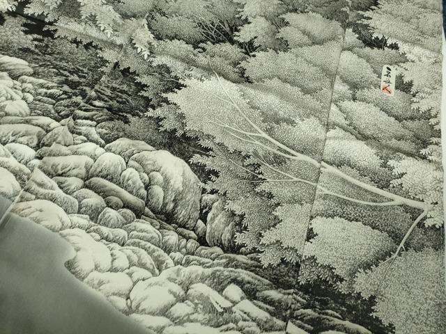平和屋本店●極上 琉染の創設者 山岡古都 水墨書 訪問着 神庭瀑 上代102万 仮絵羽 逸品 未使用 DZAB7250kh6