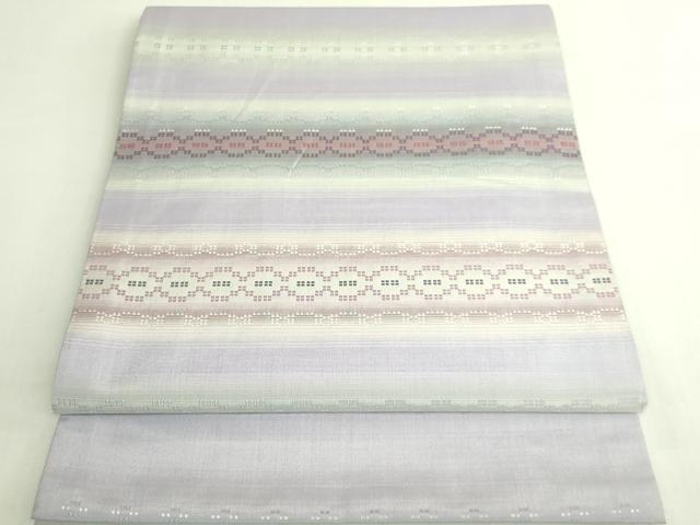 平和屋着物●極上 太鼓柄袋帯 花織 紬地 横段文 反端付き 逸品 DZAB7279kh6