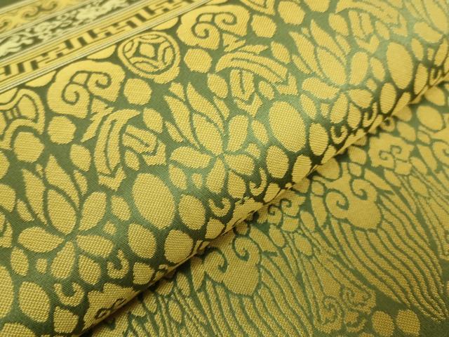 平和屋着物●極上 龍村晋謹製 全通柄袋帯 名物櫻洛兎萬暦純子 逸品 DZAB7282kh6