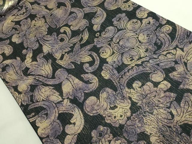 平和屋本店●極上 紋屋井関 御寮織 六通柄袋帯 花唐草 黒地 金糸 逸品 DZAB7284kh6