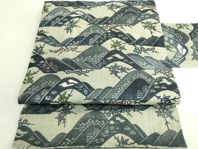 平和屋本店*極上 夏物 和染紅型 栗山紅型 栗山吉三郎 九寸名古屋帯 重山花文 麻 逸品 DZAB7288kh6