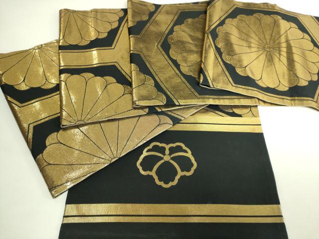 平和屋本店●極上 だらり帯 芸姑 舞妓 亀甲菊文 黒地 金糸 逸品 DZAB7289kh6