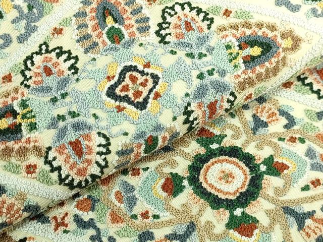 平和屋本店●極上 中国三大刺繍 相良刺繍 総刺繍 袋帯 正倉院花文 金糸 逸品 DZAB7293kh6