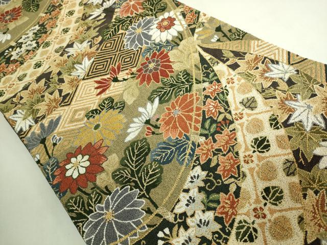 平和屋本店●最高級 中国三大刺繍 総相良刺繍 総刺繍 袋帯 200万粒 総詰め 草花文 金糸 逸品 DZAB7295kh6