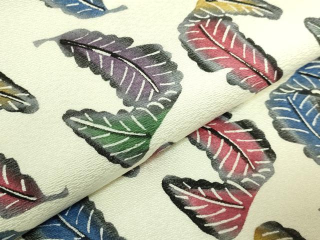 平和屋着物●極上 本場琉球紅型 九寸名古屋帯 舞葉文 逸品 DZAB7302kh6