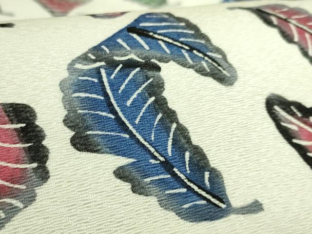 平和屋着物●極上 本場琉球紅型 九寸名古屋帯 舞葉文 逸品 DZAB7302kh6