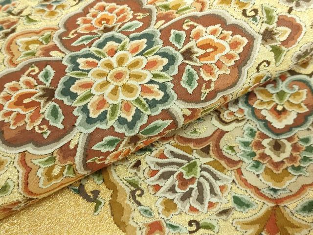 平和屋本店●極上 明綴れ 太鼓柄袋帯 正倉院花文 金糸 逸品 DZAB7306kh6