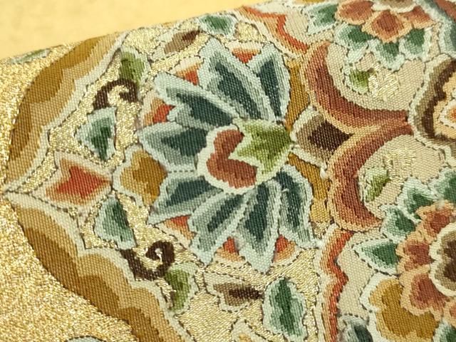 平和屋本店●極上 明綴れ 太鼓柄袋帯 正倉院花文 金糸 逸品 DZAB7306kh6