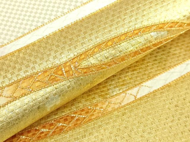平和屋本店●極上 京都老舗銘店・に志田 九寸名古屋帯 駒刺繍 ひも組 金銀彩 たとう紙付き 逸品 DZAB7331kh6