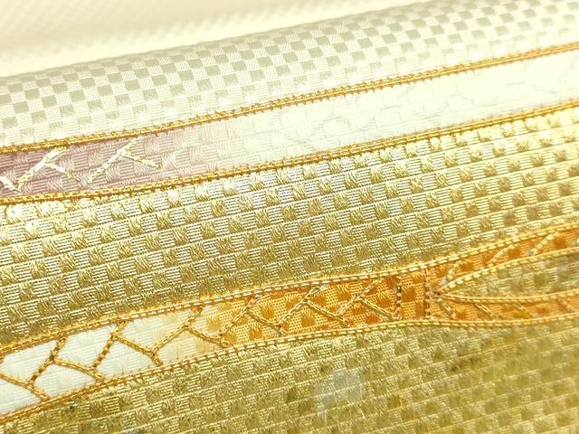 平和屋本店●極上 京都老舗銘店・に志田 九寸名古屋帯 駒刺繍 ひも組 金銀彩 たとう紙付き 逸品 DZAB7331kh6