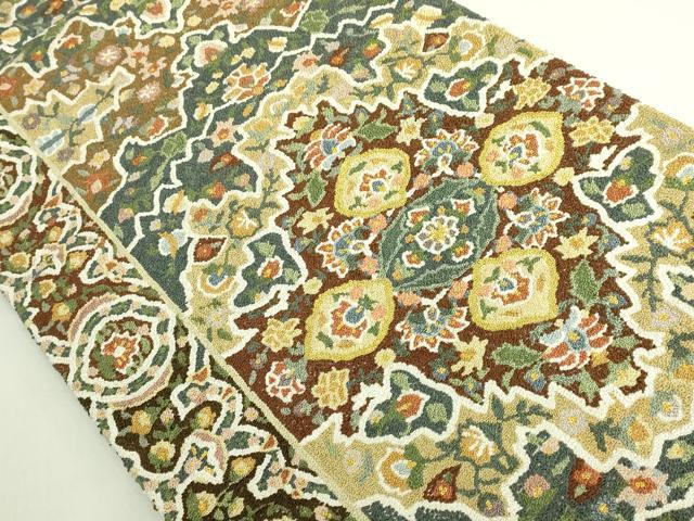 平和屋本店●最高級 中国三大刺繍 総相良刺繍 総刺繍 袋帯 200万粒 総詰め 正倉院花文 金糸 逸品 未使用 DZAB7336kh6