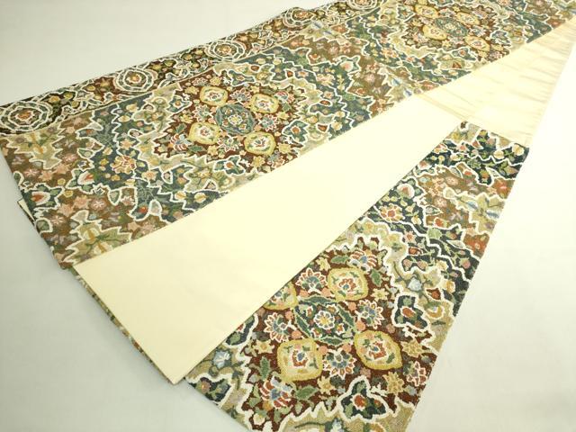 平和屋本店●最高級 中国三大刺繍 総相良刺繍 総刺繍 袋帯 200万粒 総詰め 正倉院花文 金糸 逸品 未使用 DZAB7336kh6