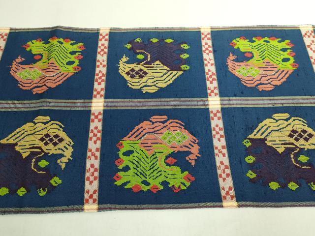 平和屋本店●最高級 龍村平蔵製 太鼓柄 本袋帯 甲比丹孔雀 金糸 逸品 DZAB7341kh6