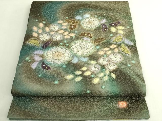 平和屋本店●極上 久保田一竹 幻の辻が花 太鼓柄袋帯 金通し地 逸品 DZAB7343kh6