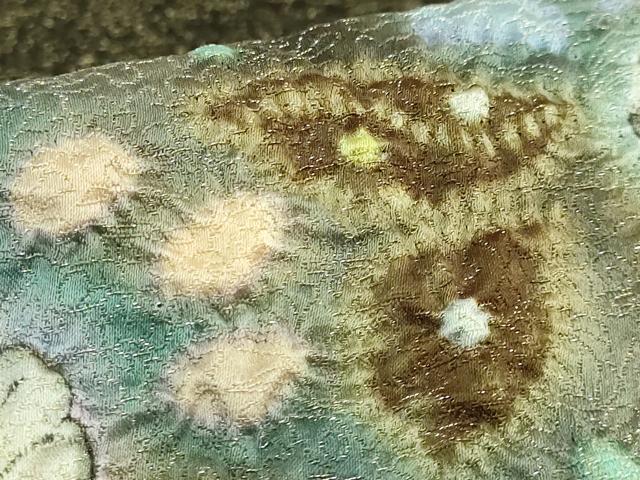 平和屋本店●極上 久保田一竹 幻の辻が花 太鼓柄袋帯 金通し地 逸品 DZAB7343kh6