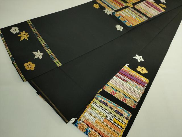 平和屋本店●極上 太鼓柄 本袋帯 龍村平蔵柄 威毛錦 黒地 金銀糸 逸品 DZAB7349kh6