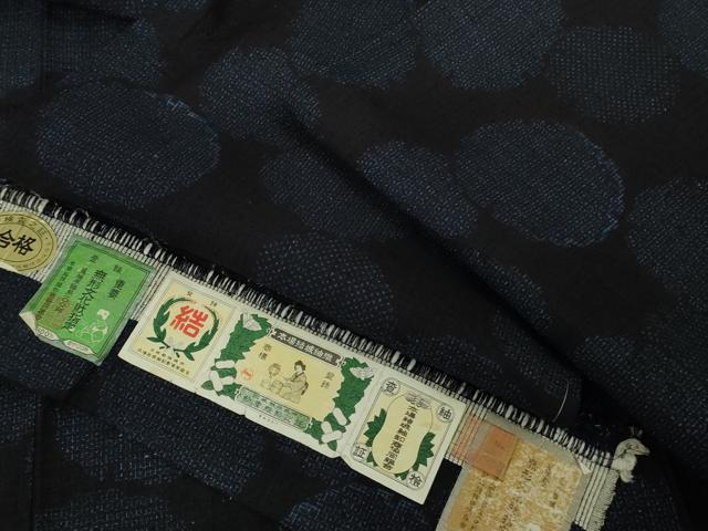 平和屋着物▽極上 本場結城紬 重要無形文化財 単衣 奥順謹製 100亀甲 雪輪重ね 濃紺地 証紙付き 逸品 未使用 DZAB7351kh6