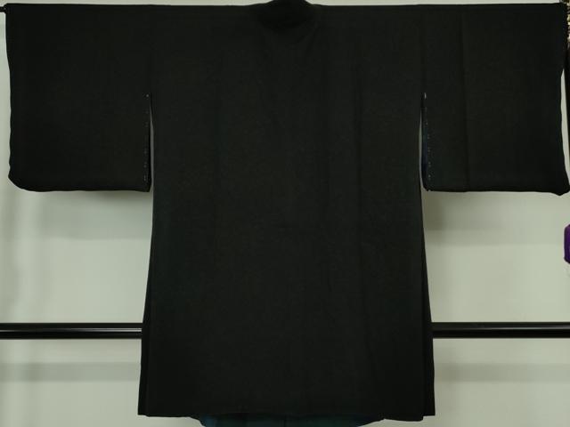 平和屋着物∞極上 道中着 ロング丈 リバーシブル 暈し染め×青緑色 黒地 逸品 未使用 DZAB7354kh6