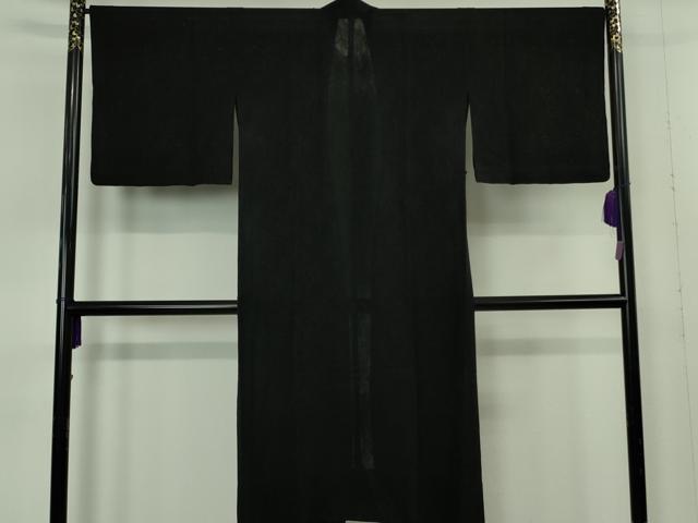 平和屋着物∞極上 道中着 スリーシーズン 春夏秋 塵除け ロング丈 花唐草紋紗 黒地 逸品 DZAB7355kh6