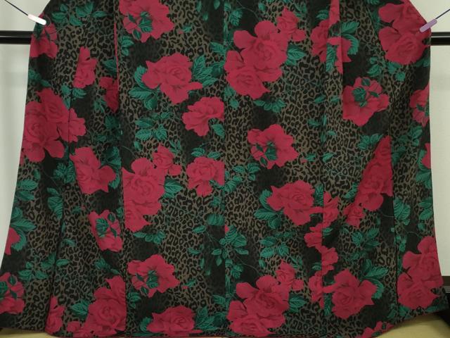 平和屋着物●極上 撫松庵 小紋 袷 薔薇 豹柄 洗える着物 逸品 DZAB7360kh6