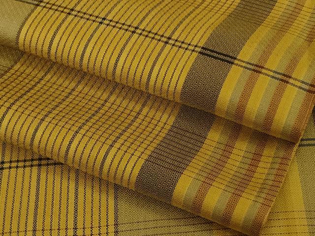 平和屋本店●極上 本場黄八丈 まるまなこ 紬 間道 逸品 DZAB7362kh6
