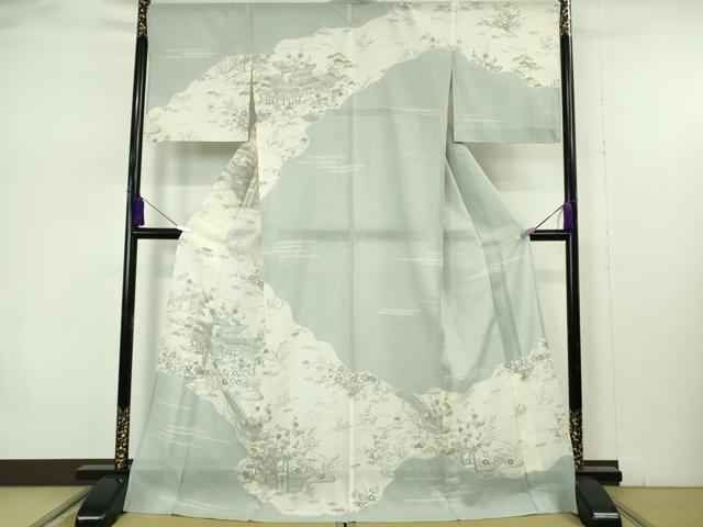 平和屋本店*極上 夏物 訪問着 紗紬 風景吉祥花文 金彩 ロング丈 逸品 DZAB7369kh6