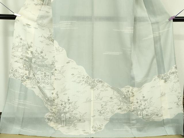 平和屋本店*極上 夏物 訪問着 紗紬 風景吉祥花文 金彩 ロング丈 逸品 DZAB7369kh6