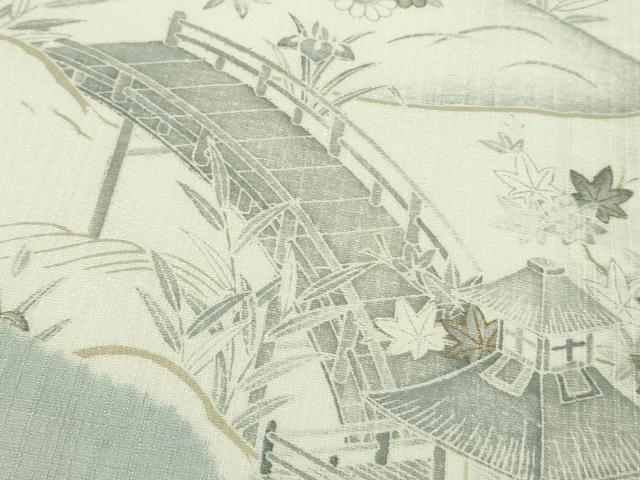 平和屋本店*極上 夏物 訪問着 紗紬 風景吉祥花文 金彩 ロング丈 逸品 DZAB7369kh6