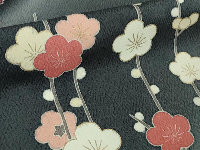 平和屋本店●極上 訪問着 作家物 菊唐草文 暈し染め 黒地 金彩 逸品 DZAB7370kh6