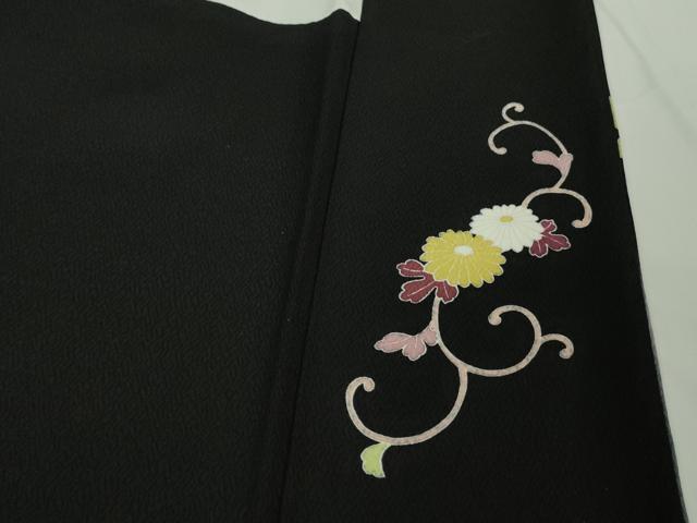 平和屋本店●極上 訪問着 作家物 菊唐草文 暈し染め 黒地 金彩 逸品 DZAB7370kh6
