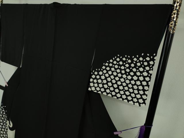 平和屋本店●極上 東京友禅 菅有鬼一 訪問着 白鷺 舞花 黒地 金彩 逸品 DZAB7374kh6