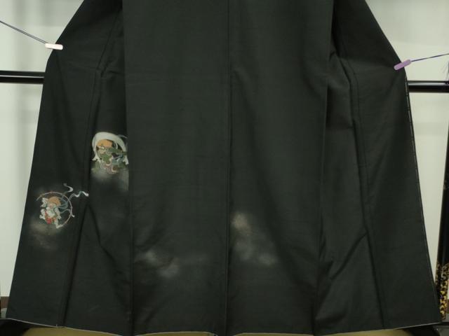 平和屋本店●極上 色留訪問着 紬地 風神雷神 金彩 逸品 DZAB7375kh6