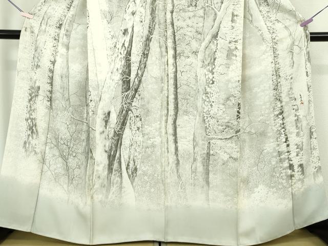 平和屋本店●極上 琉染の創設者 山岡古都 水墨書 訪問着 雑木葉 逸品 DZAB7379kh6