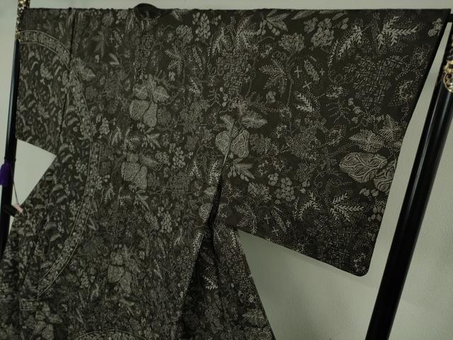 平和屋本店●極上 伝統工芸士 京友禅染色作家 田家鬼彩 訪問着 ペイズリー更紗花文 檳榔子染色地 まるやま扱い 逸品 DZAB7382kh6