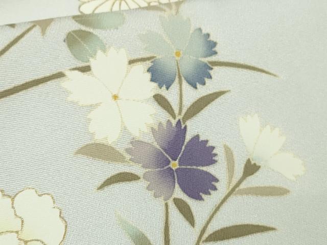 平和屋本店●極上 訪問着 駒刺繍 枝花文 月白色地 金彩 ロング丈 逸品 DZAB7387kh6