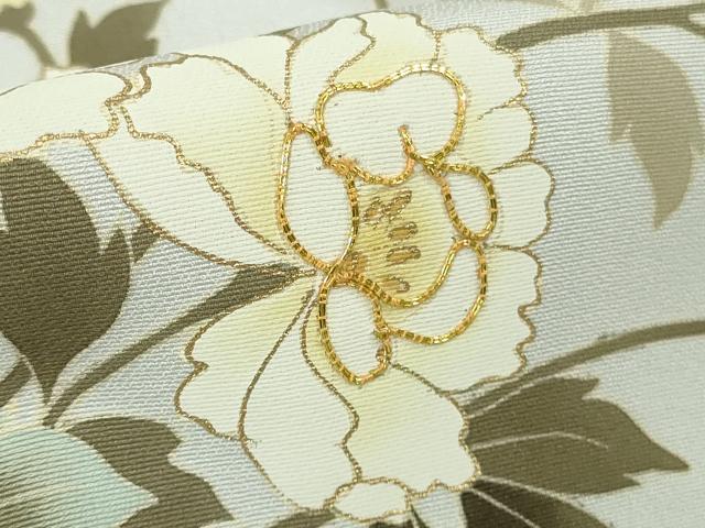 平和屋本店●極上 訪問着 駒刺繍 枝花文 月白色地 金彩 ロング丈 逸品 DZAB7387kh6