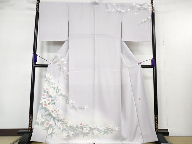 平和屋本店●極上 本場加賀友禅作家 杉浦伸 訪問着 枝花文 白藤色地 暈し染め 逸品 未使用 DZAB7388kh6