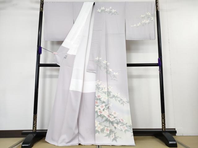 平和屋本店●極上 本場加賀友禅作家 杉浦伸 訪問着 枝花文 白藤色地 暈し染め 逸品 未使用 DZAB7388kh6