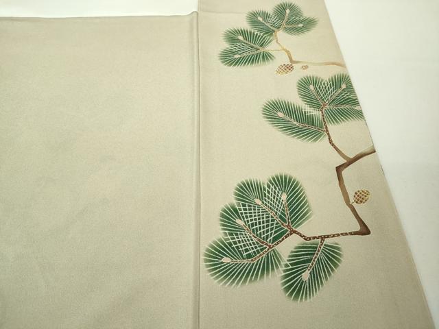 平和屋本店●極上 本加賀友禅作家 能州光陽 色留訪問着 松に雀 すずめ 練色地 暈し染め 逸品 未使用 DZAB7389kh6