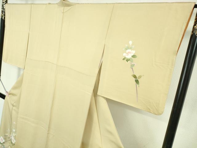 平和屋本店●極上 本加賀友禅作家 南克治 訪問着 枝花文 暈し染め 砥粉色地 逸品 DZAB7391kh6