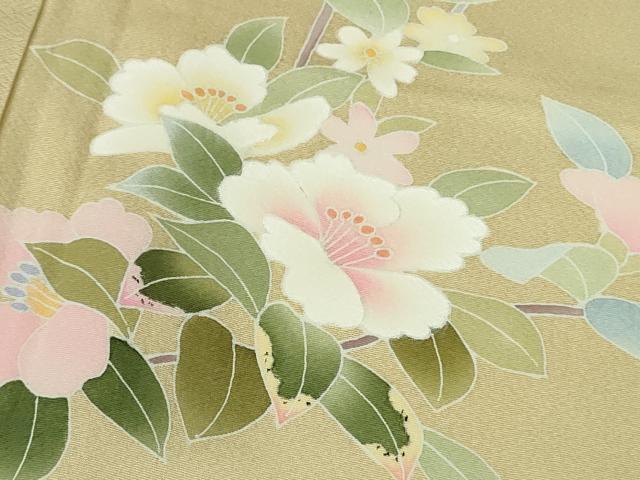 平和屋本店●極上 本加賀友禅作家 南克治 訪問着 枝花文 暈し染め 砥粉色地 逸品 DZAB7391kh6